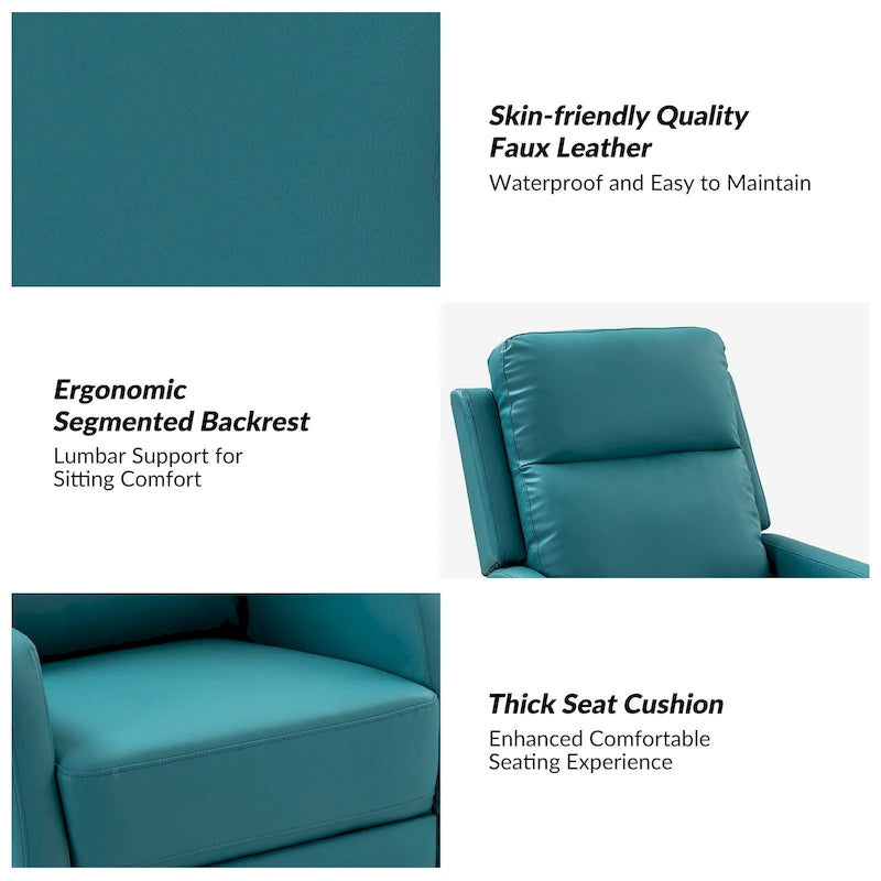 Fauteuil inclinable manuel à bascule et pivotant en similicuir moderne avec dossier à oreilles - Lot de 2