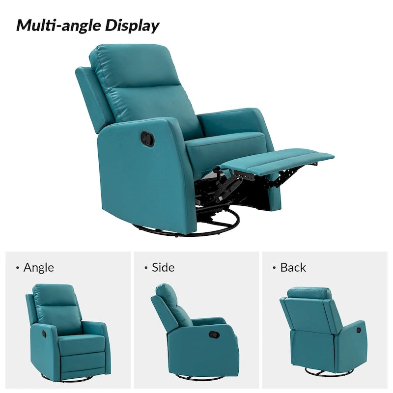 Fauteuil inclinable manuel à bascule et pivotant en similicuir moderne avec dossier à oreilles - Lot de 2
