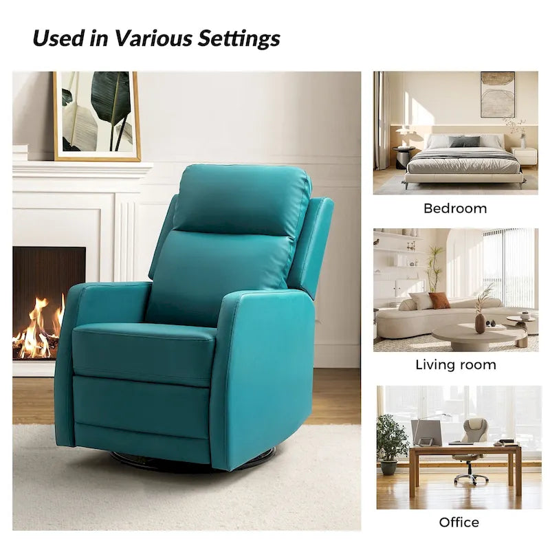 Fauteuil inclinable manuel à bascule et pivotant en similicuir moderne avec dossier à oreilles - Lot de 2