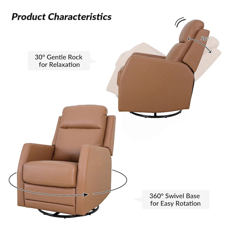 Fauteuil inclinable manuel à bascule et pivotant en similicuir moderne avec dossier à oreilles - Lot de 2