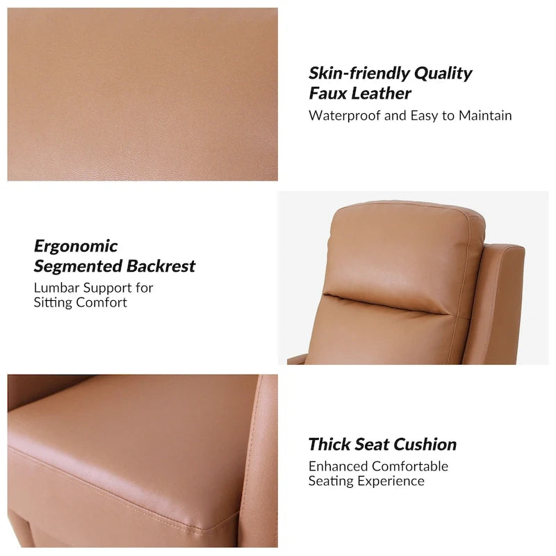 Fauteuil inclinable manuel à bascule et pivotant en similicuir moderne avec dossier à oreilles - Lot de 2