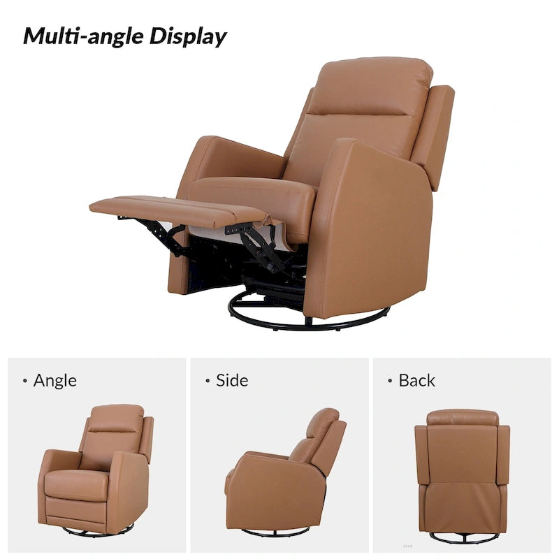 Fauteuil inclinable manuel à bascule et pivotant en similicuir moderne avec dossier à oreilles - Lot de 2