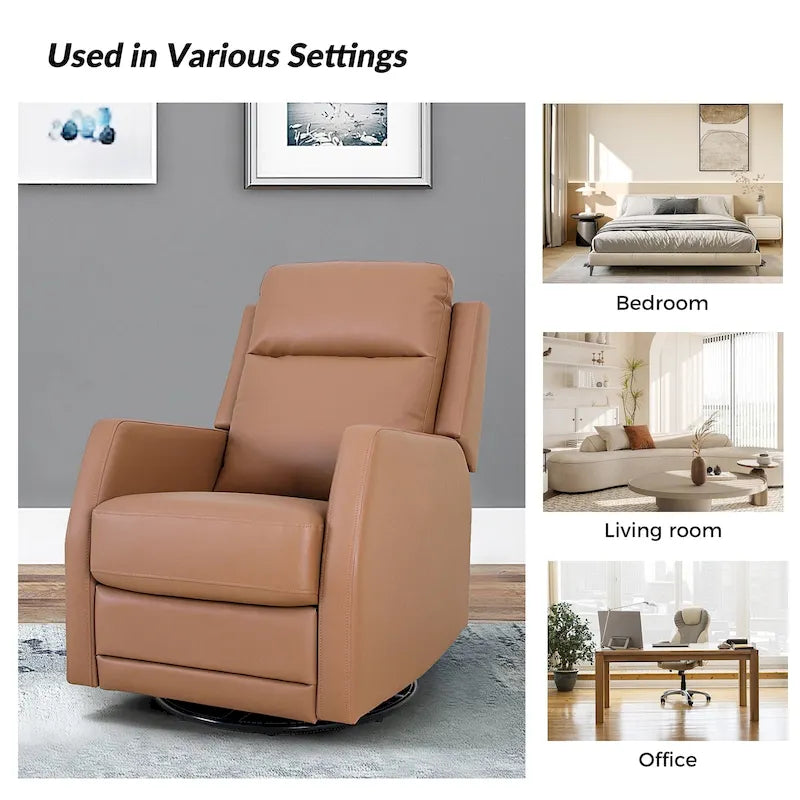 Fauteuil inclinable manuel à bascule et pivotant en similicuir moderne avec dossier à oreilles - Lot de 2
