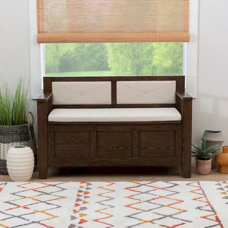 Banc de rangement d'entrée Dahlia en bois avec plateau rabattable