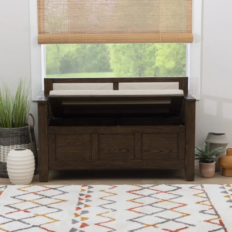 Banc de rangement d'entrée Dahlia en bois avec plateau rabattable