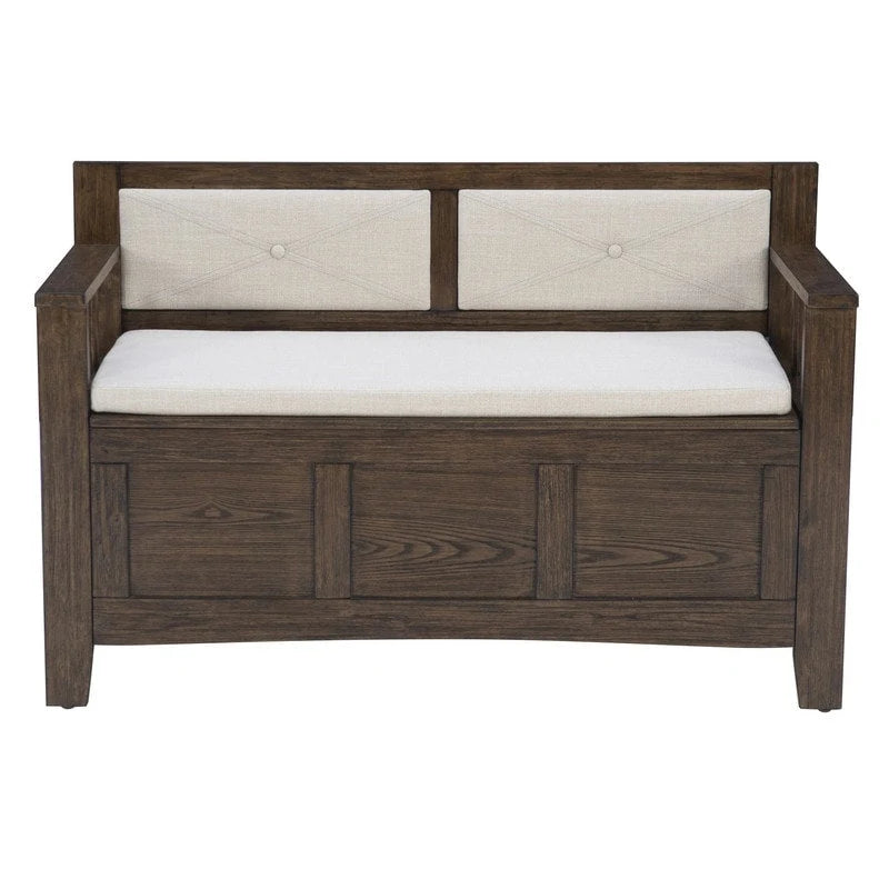 Banc de rangement d'entrée Dahlia en bois avec plateau rabattable