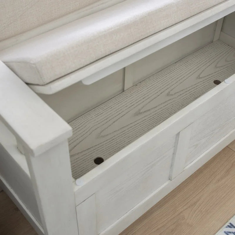 Banc de rangement d'entrée Dahlia en bois avec plateau rabattable