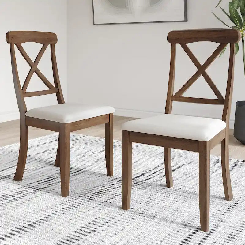 Chaises de salle à manger en bois style ferme (lot de 2) - N/A