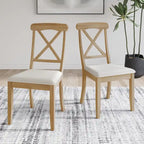 Chaises de salle à manger en bois style ferme (lot de 2) - N/A