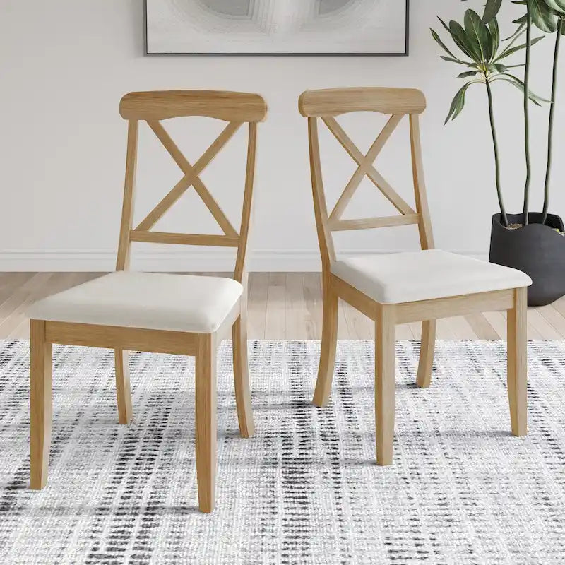 Chaises de salle à manger en bois style ferme (lot de 2) - N/A
