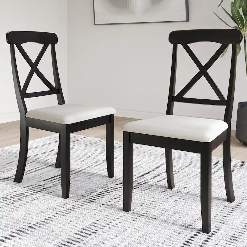 Chaises de salle à manger en bois style ferme (lot de 2) - N/A