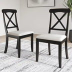 Chaises de salle à manger en bois style ferme (lot de 2) - N/A