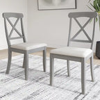 Chaises de salle à manger en bois style ferme (lot de 2) - N/A