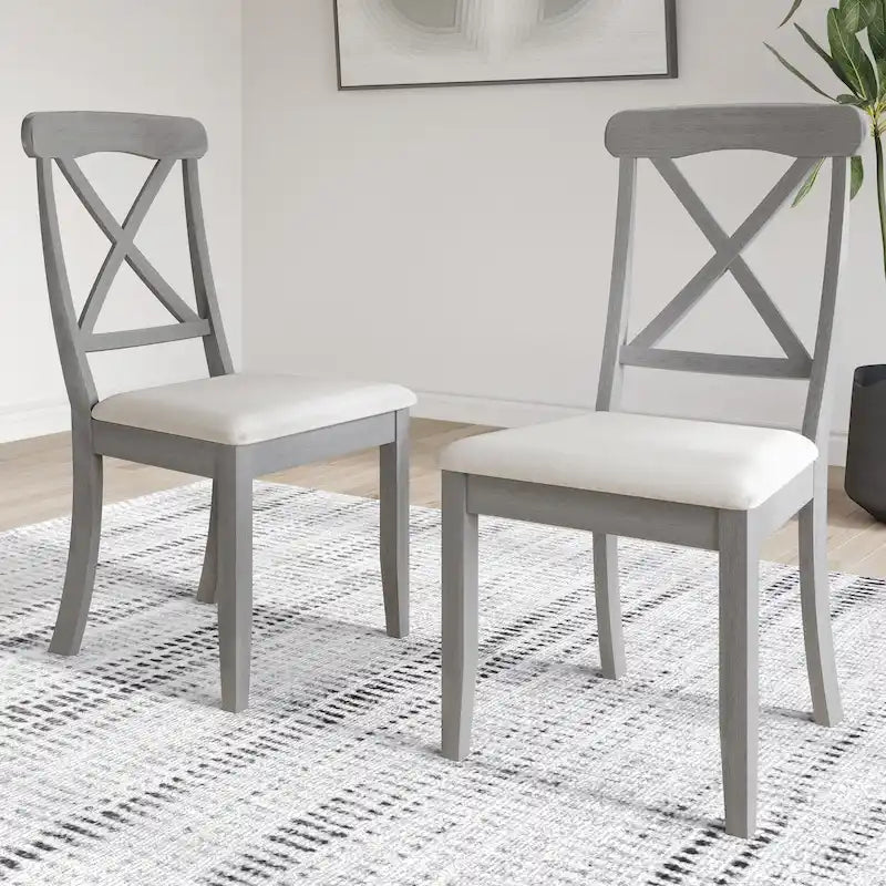 Chaises de salle à manger en bois style ferme (lot de 2) - N/A