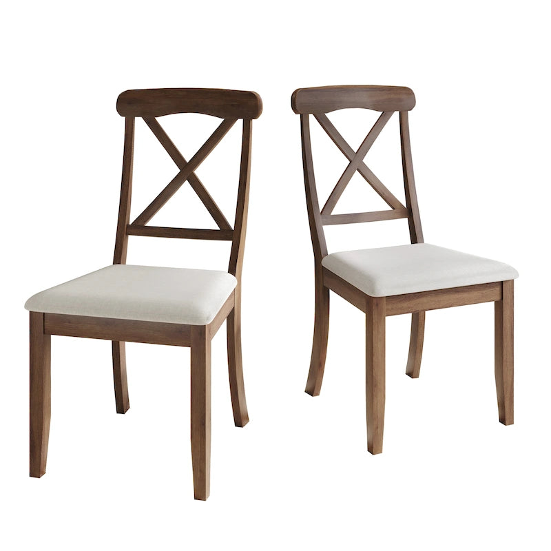 Chaises de salle à manger en bois style ferme (lot de 2) - N/A