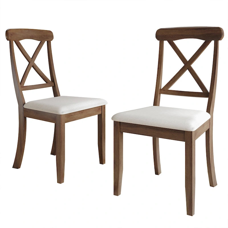 Chaises de salle à manger en bois style ferme (lot de 2) - N/A