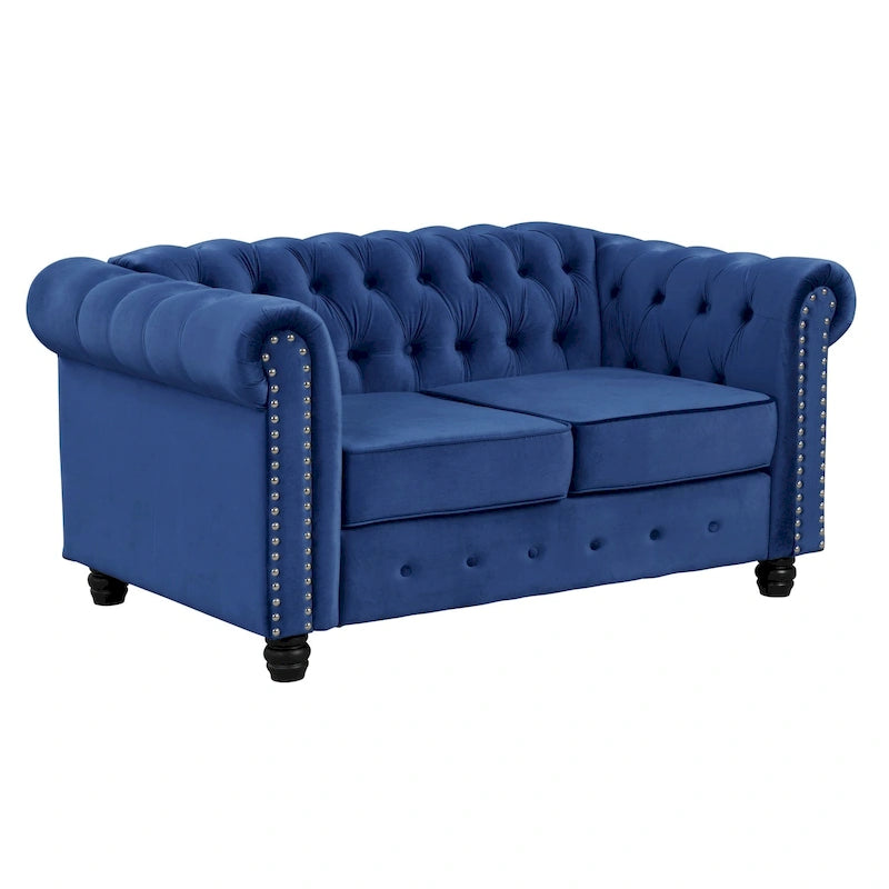 Causeuse en velours capitonnée avec clous décoratifs