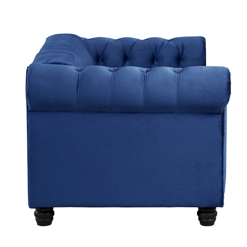 Causeuse en velours capitonnée avec clous décoratifs