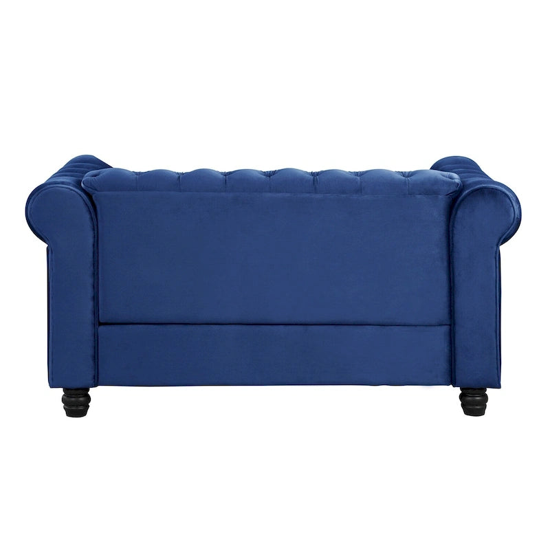 Causeuse en velours capitonnée avec clous décoratifs