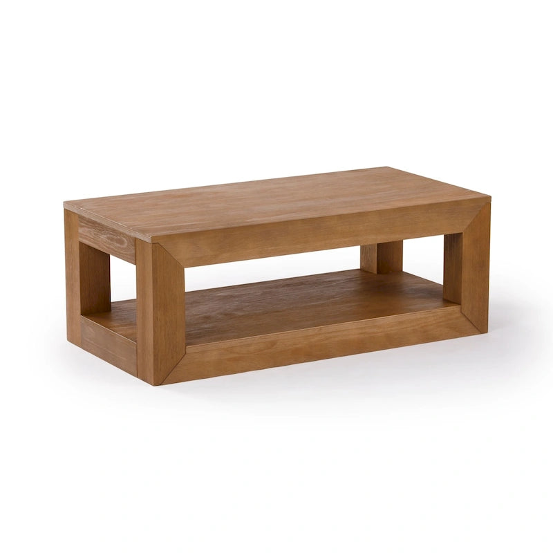 Table basse rectangulaire moderne Plank and Beam avec étagère