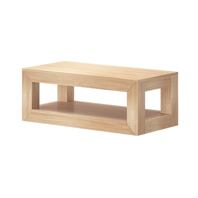 Table basse rectangulaire moderne Plank and Beam avec étagère