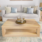 Table basse rectangulaire moderne Plank and Beam avec étagère