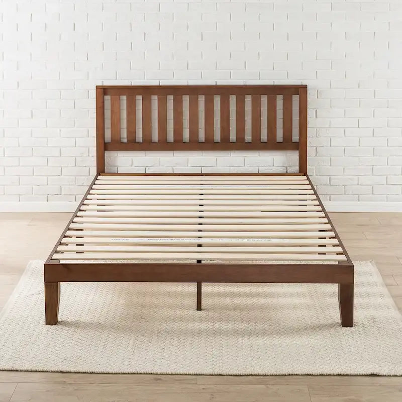 Lit plateforme antique en bois massif Espresso
