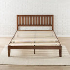 Lit plateforme antique en bois massif Espresso