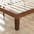 Lit plateforme antique en bois massif Espresso