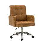 Chaise de bureau en cuir vegan réglable en hauteur avec 5 roulettes