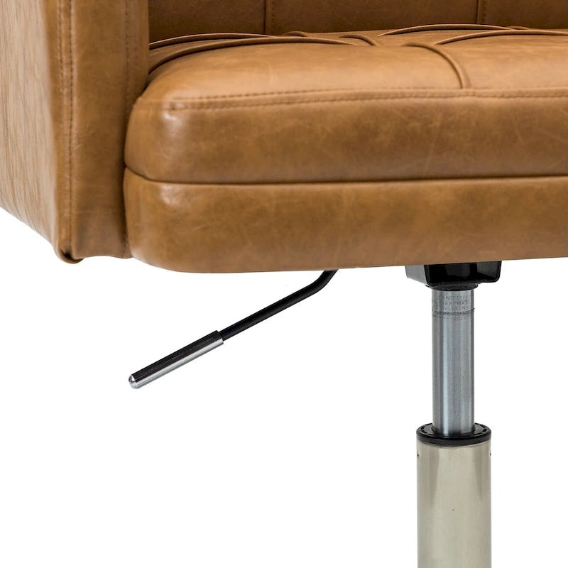 Chaise de bureau en cuir vegan réglable en hauteur avec 5 roulettes