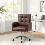 Chaise de bureau en cuir vegan réglable en hauteur avec 5 roulettes