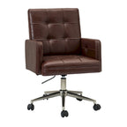 Chaise de bureau en cuir vegan réglable en hauteur avec 5 roulettes
