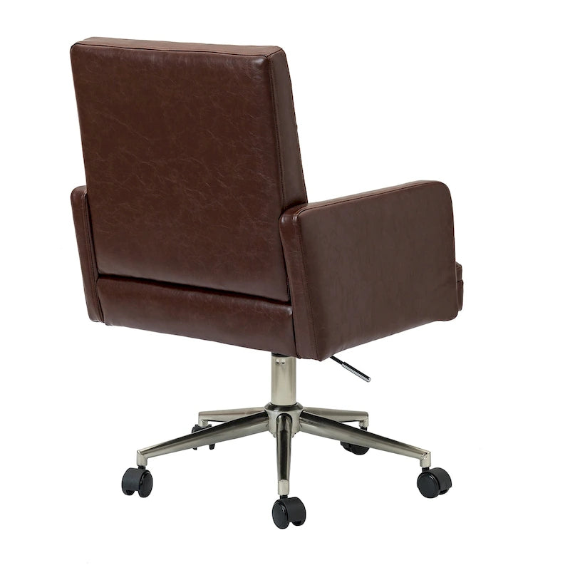 Chaise de bureau en cuir vegan réglable en hauteur avec 5 roulettes