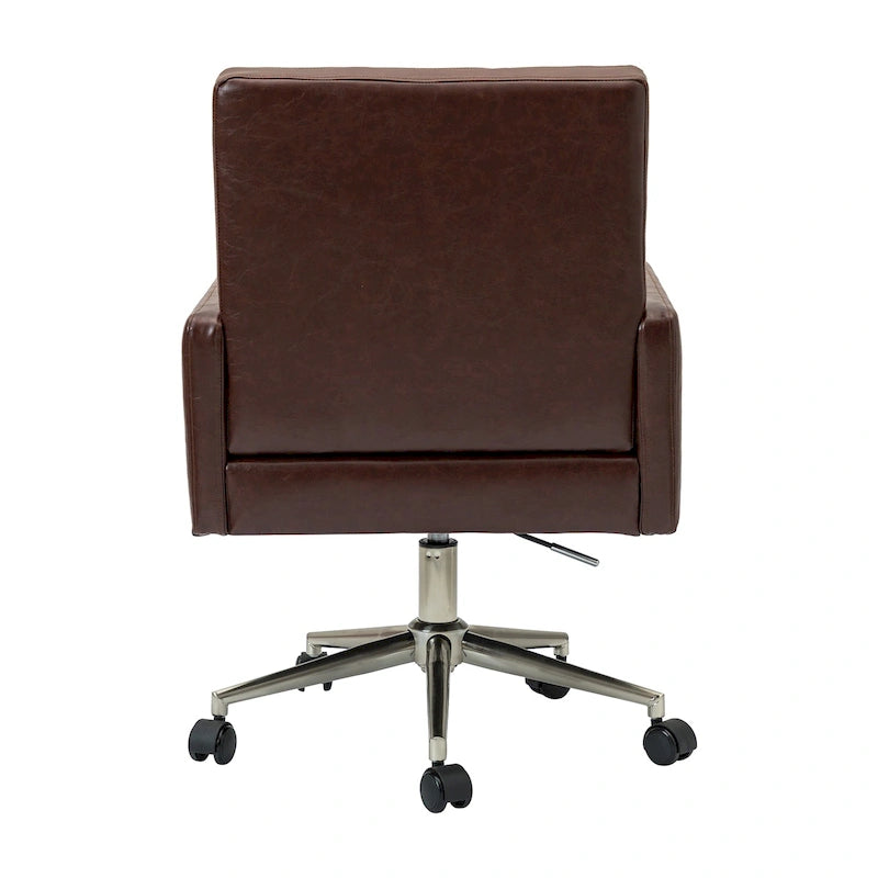 Chaise de bureau en cuir vegan réglable en hauteur avec 5 roulettes