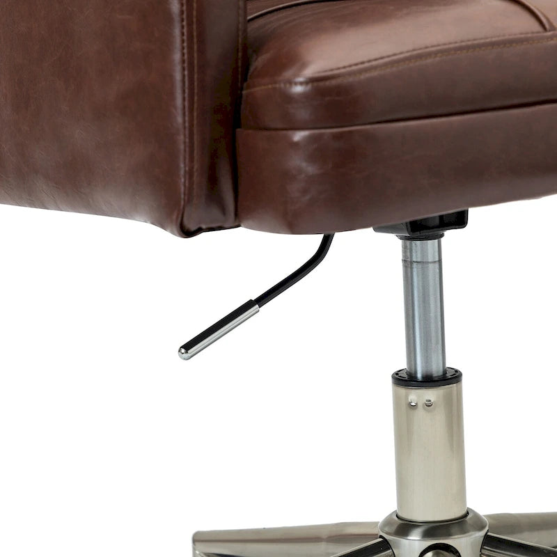Chaise de bureau en cuir vegan réglable en hauteur avec 5 roulettes