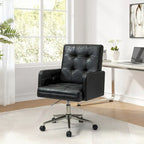 Chaise de bureau en cuir vegan réglable en hauteur avec 5 roulettes