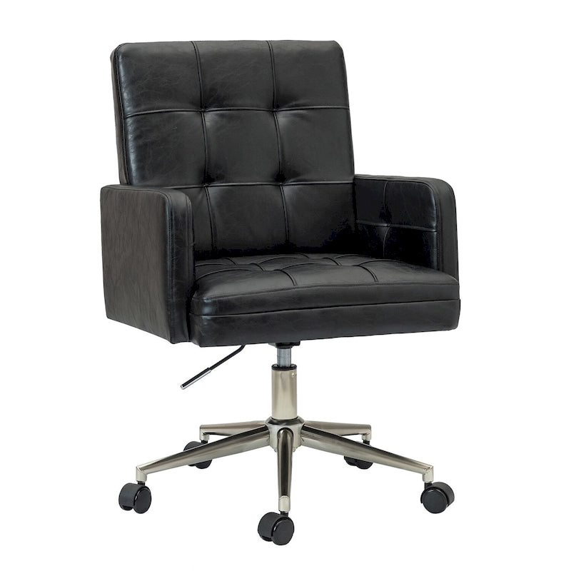 Chaise de bureau en cuir vegan réglable en hauteur avec 5 roulettes