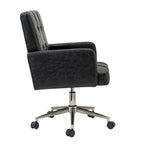 Chaise de bureau en cuir vegan réglable en hauteur avec 5 roulettes