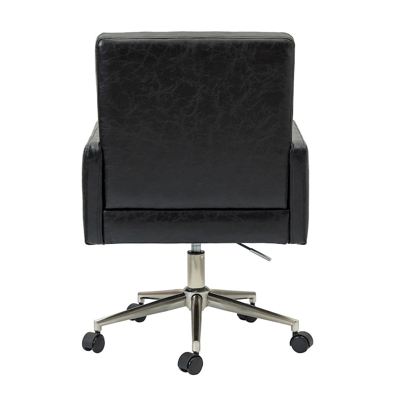 Chaise de bureau en cuir vegan réglable en hauteur avec 5 roulettes