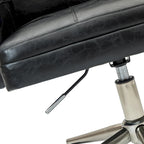 Chaise de bureau en cuir vegan réglable en hauteur avec 5 roulettes