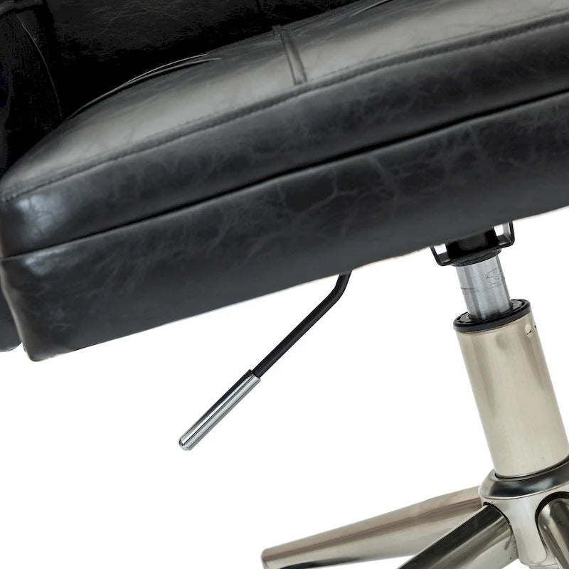 Chaise de bureau en cuir vegan réglable en hauteur avec 5 roulettes