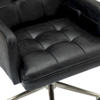 Chaise de bureau en cuir vegan réglable en hauteur avec 5 roulettes