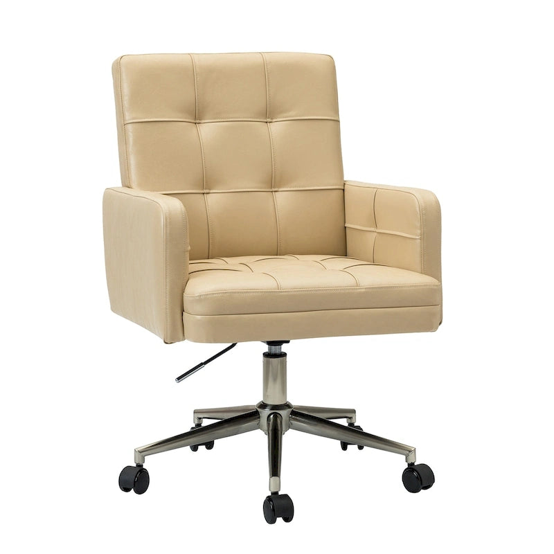 Chaise de bureau en cuir vegan réglable en hauteur avec 5 roulettes