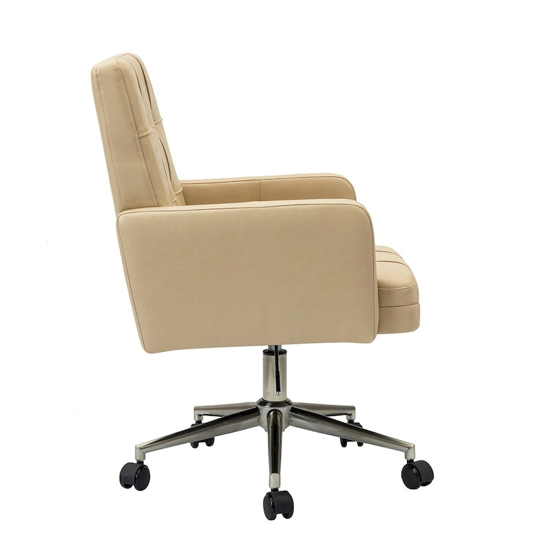 Chaise de bureau en cuir vegan réglable en hauteur avec 5 roulettes