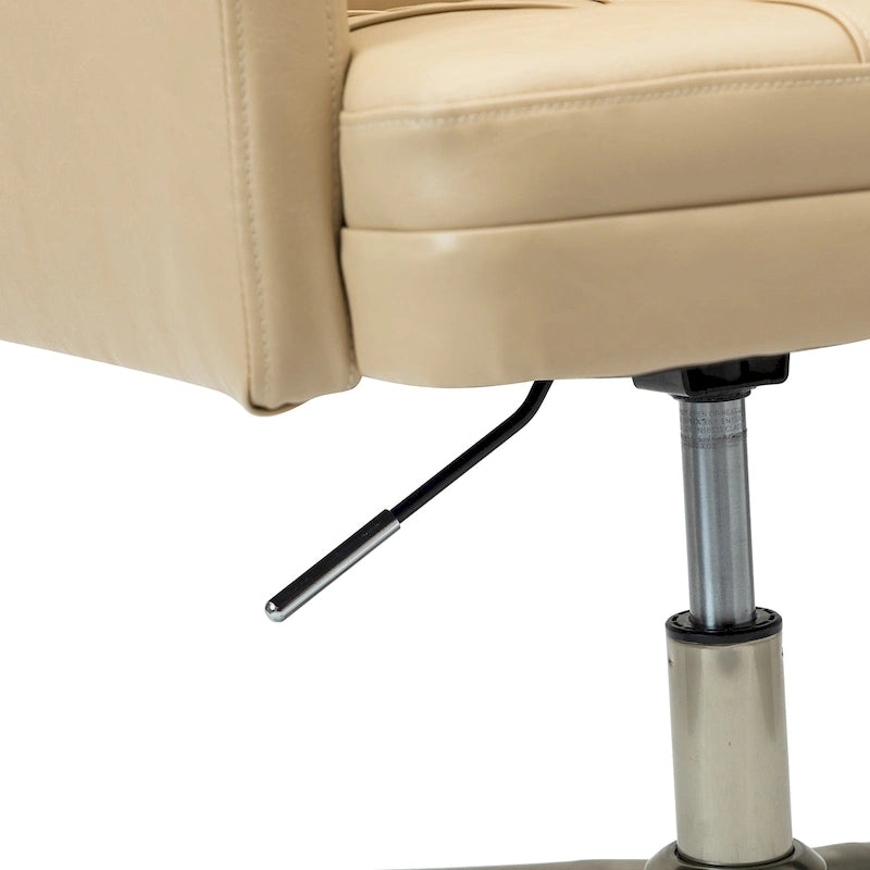 Chaise de bureau en cuir vegan réglable en hauteur avec 5 roulettes