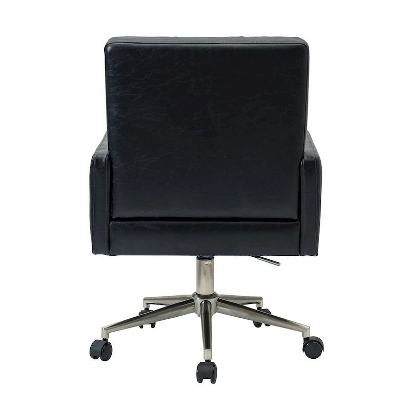 Chaise de bureau en cuir vegan réglable en hauteur avec 5 roulettes