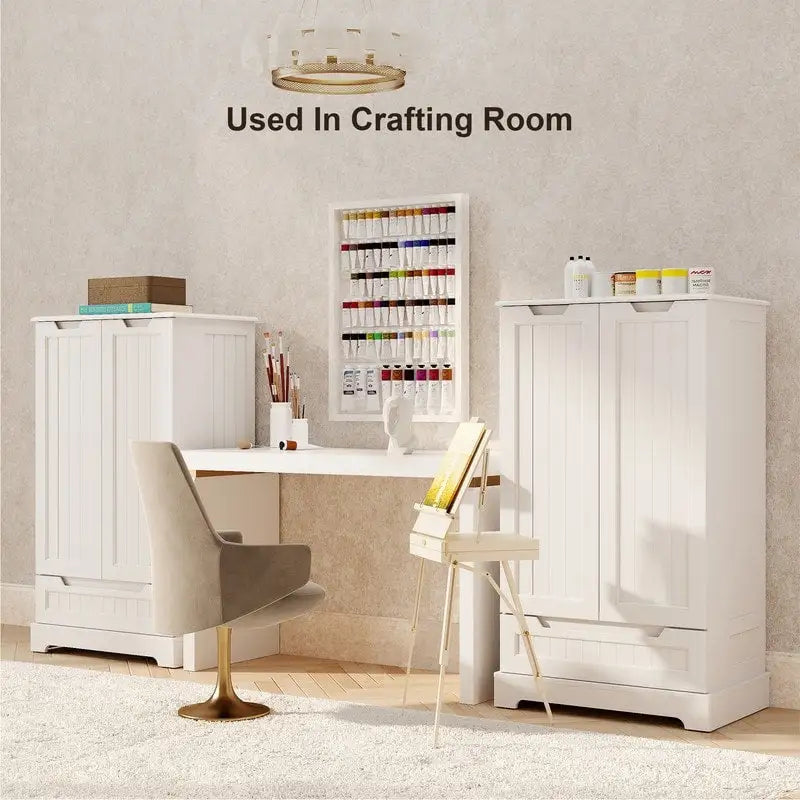Meuble de rangement de cuisine, armoire de rangement de salle de bain autoportante avec 2 portes et tiroirs