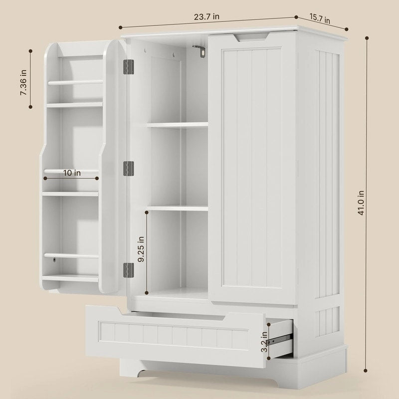 Meuble de rangement de cuisine, armoire de rangement de salle de bain autoportante avec 2 portes et tiroirs