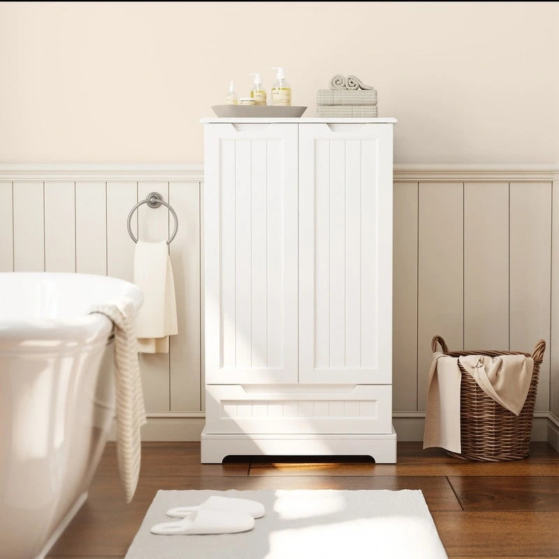 Meuble de rangement de cuisine, armoire de rangement de salle de bain autoportante avec 2 portes et tiroirs